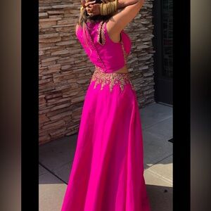 Women's Fuchsia Embellished A-Line Skirt